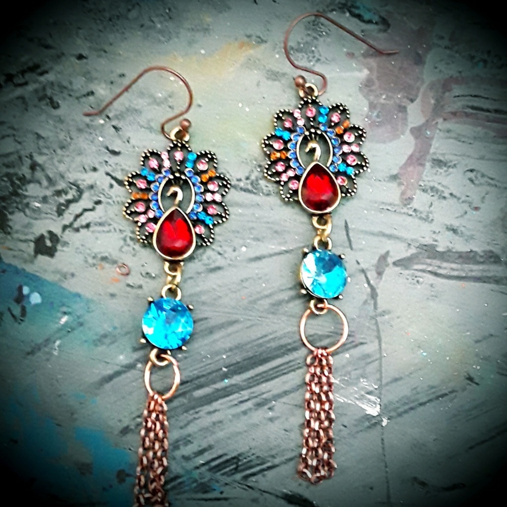 BOHO PEACOCKS EARRINGS